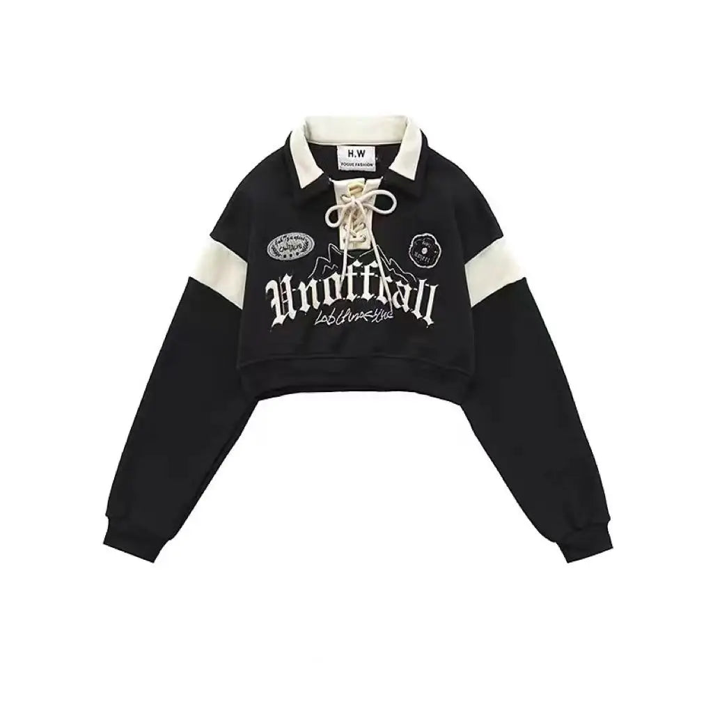 Mountain Trail Patchwork Edgy Sweatshirt black Shoptery