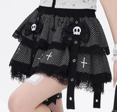 Skull Bow Lolita Layered Kawaii Goth Skirt black Shoptery