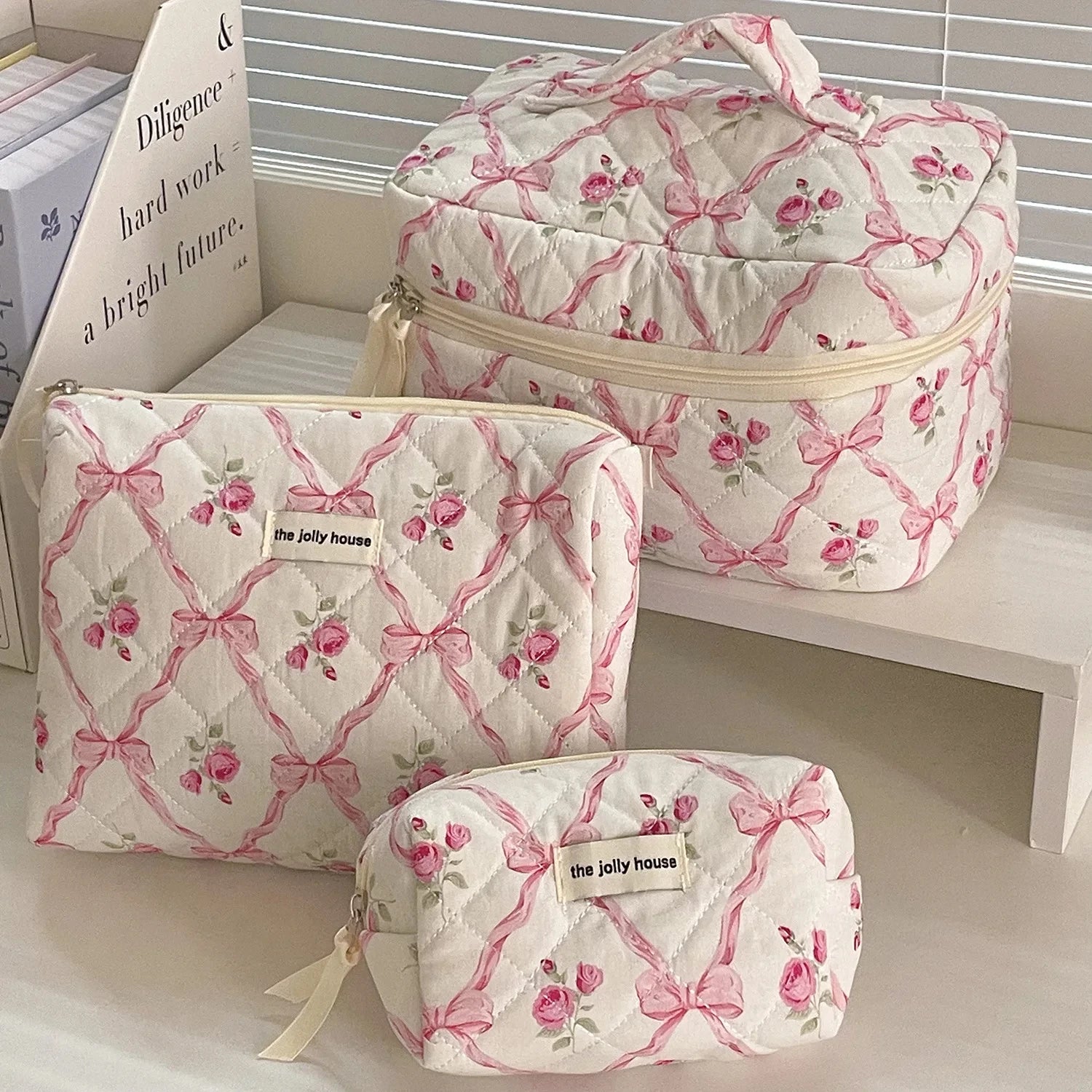 Retro Bow Bloom Coquette Makeup Bags Shoptery