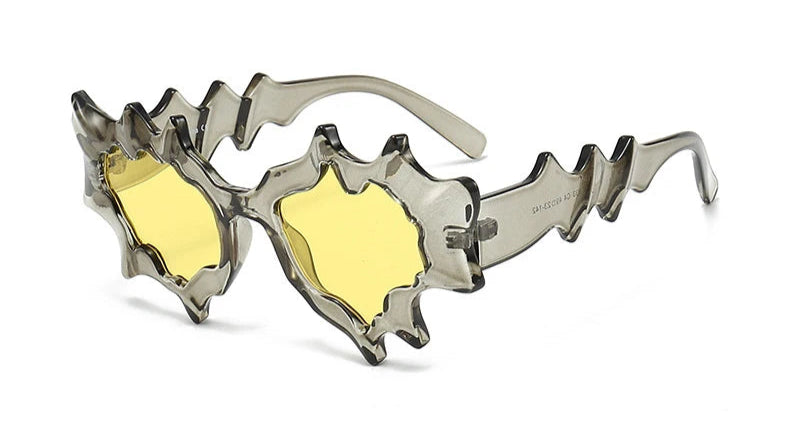 Y2k Molten Edge Flame Sunglasses clear grey-yellow without case Shoptery