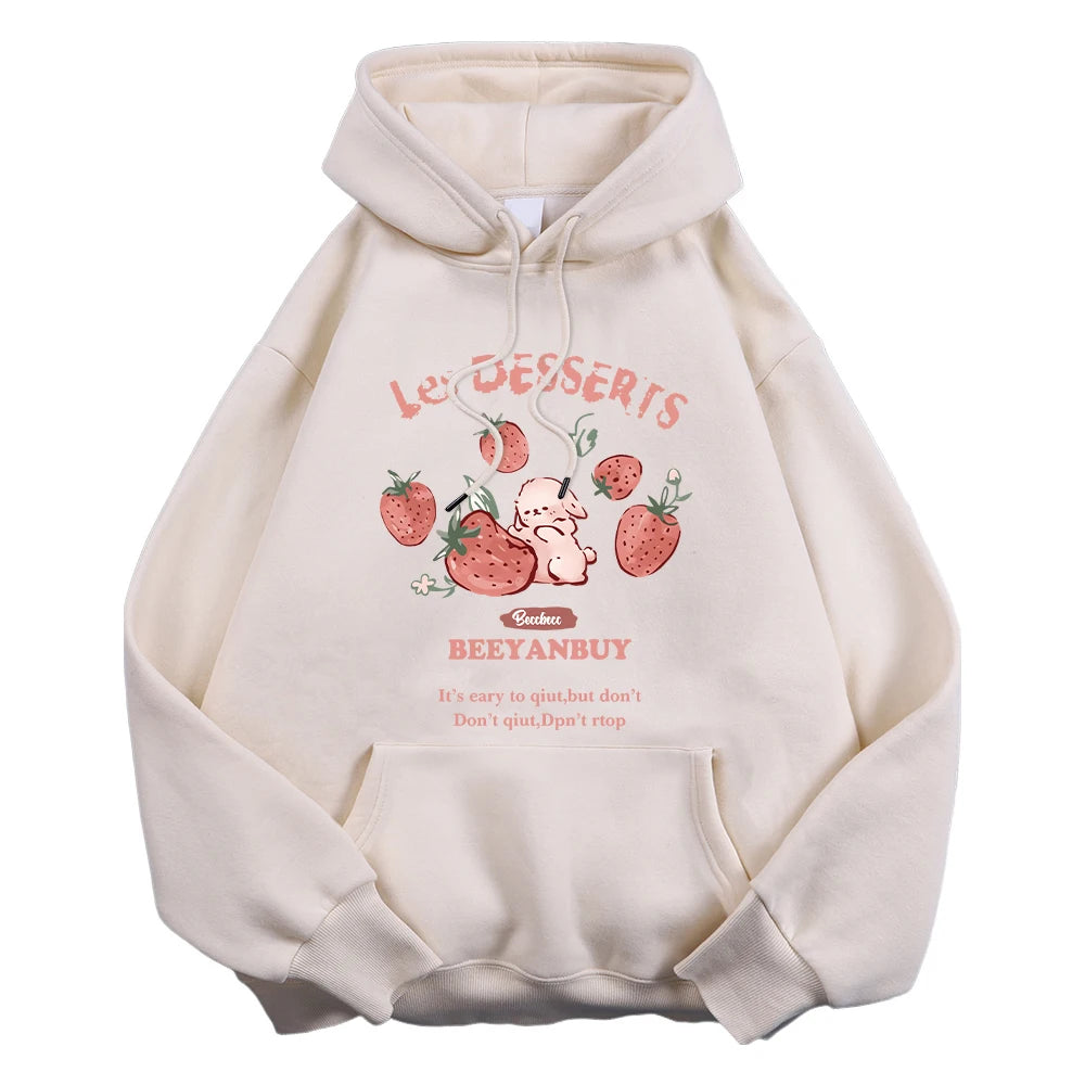 Berry Mood Cozy Aesthetic Hoodie Beige Shoptery