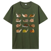 Snail Graphic Cotton T-Shirt x Army Green Shoptery