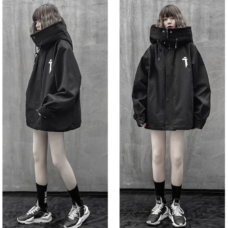 Midnight Guard High-Neck Edgy Jacket Shoptery