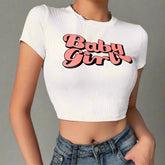 Baby Girl Y2k Crop Top White Tshirts Shoptery