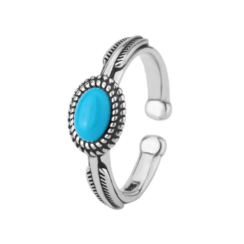 Boho Turquoise Soul Aesthetic Ring Silver Shoptery