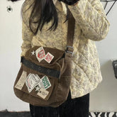 Retro Stampcore Crossbody Bag brown Shoptery