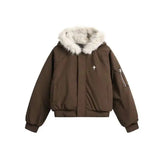 Starlit Frost Zip-Up Jacket Brown Shoptery