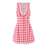 Retro Strawberry Gingham Doll Dress Red Shoptery