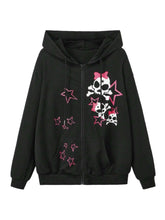 Sweet Skull Star Emo Hoodie Black Shoptery
