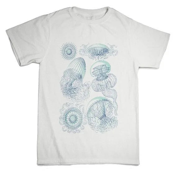 Aesthetic Jellyfish Sketch Art T-Shirt WHITE Shoptery