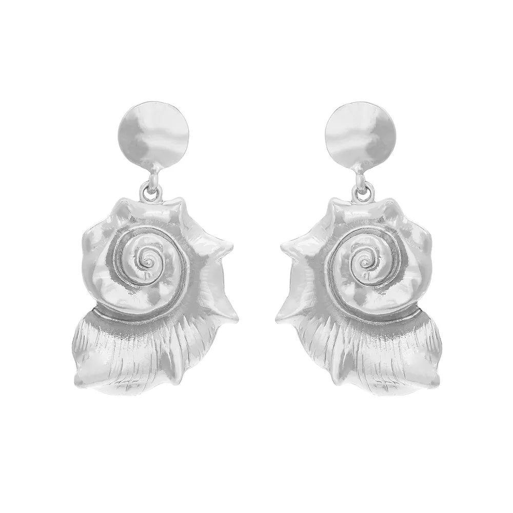 Ocean Bloom Drop Aesthetic Earrings Silver Shoptery