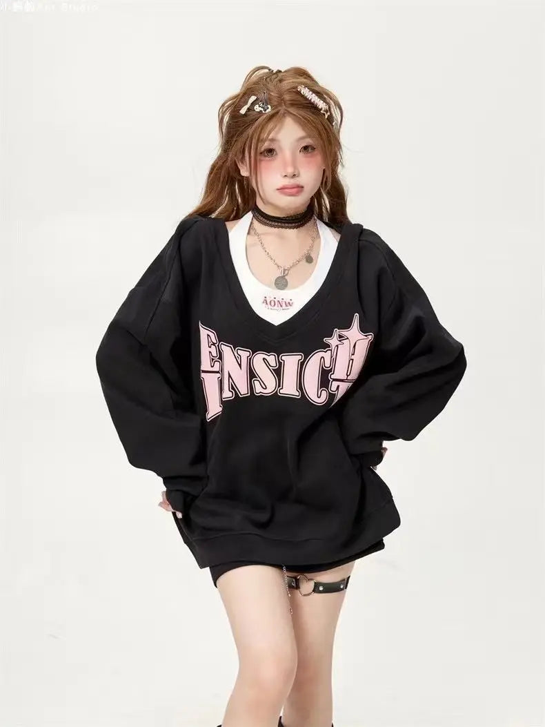 Blush Instinct Cozy Kawaii Sweatshirt Black 2pcs Shoptery