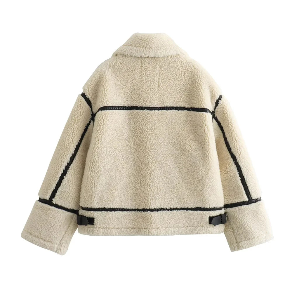 Alpine Trim Shearling Y2k Jacket Shoptery