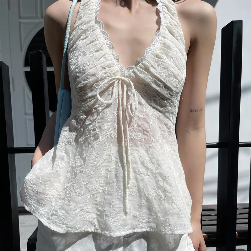 Ivory Petal Tie Top Shoptery