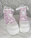 Fairy Kei Pastel Blue Platform Lace-Up High-Top Sneaker Boots Pink Shoptery