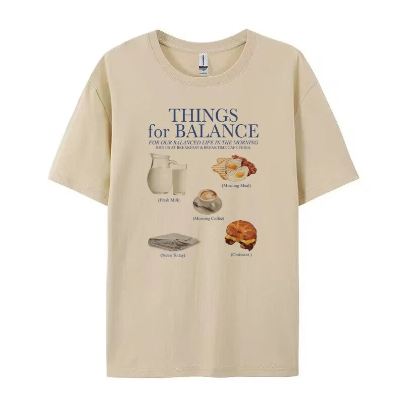 Cute Breakfast Routine Oversized Aesthetic T-Shirt Khaki Shoptery