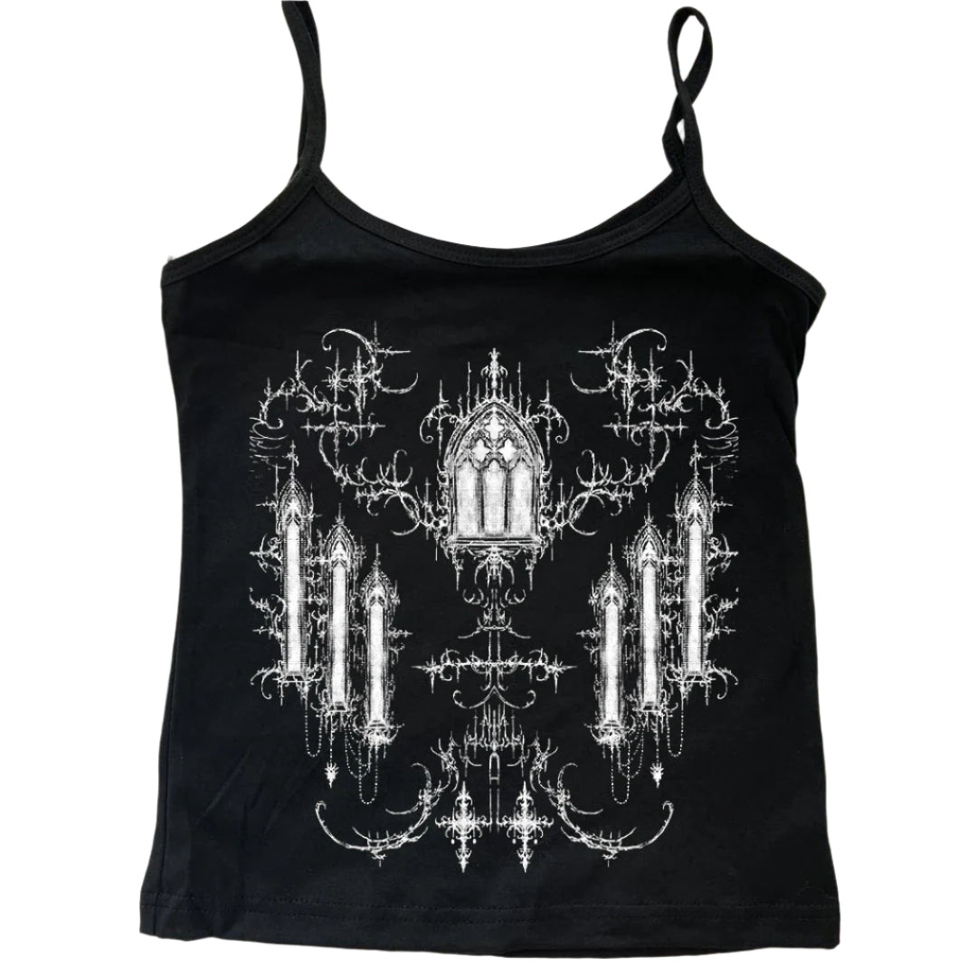 Alt Gothic Cathedral Spaghetti Top black Shoptery