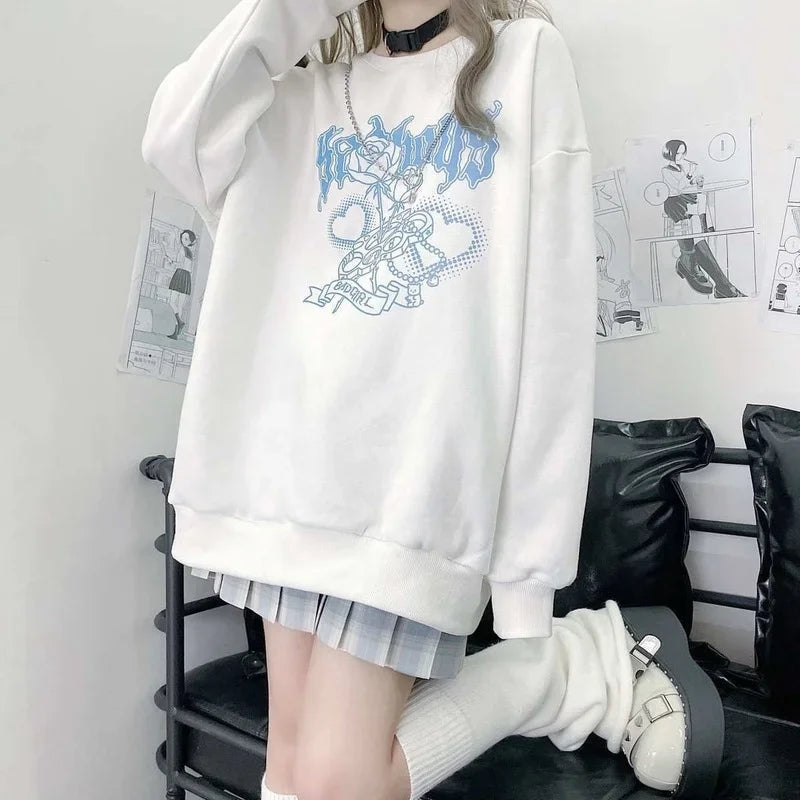 Badgirl Graphic Oversized Pastel Goth Sweatshirt Shoptery