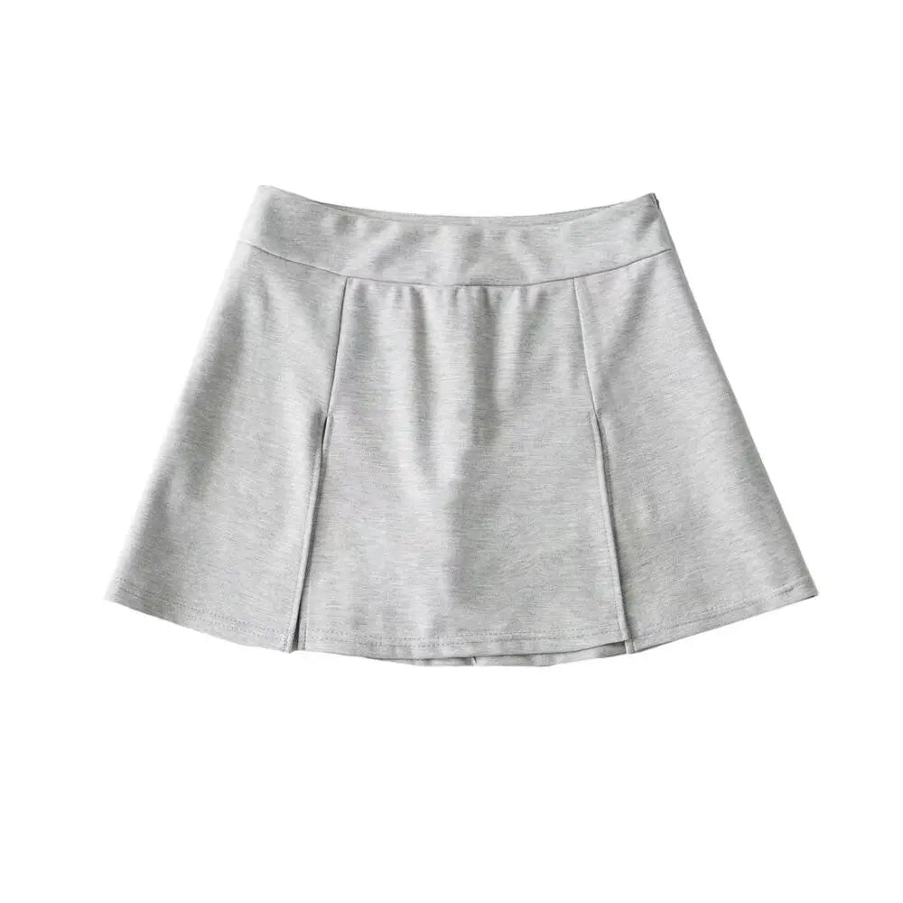 Noir Line Split Aesthetic Skirt Light Grey Shoptery