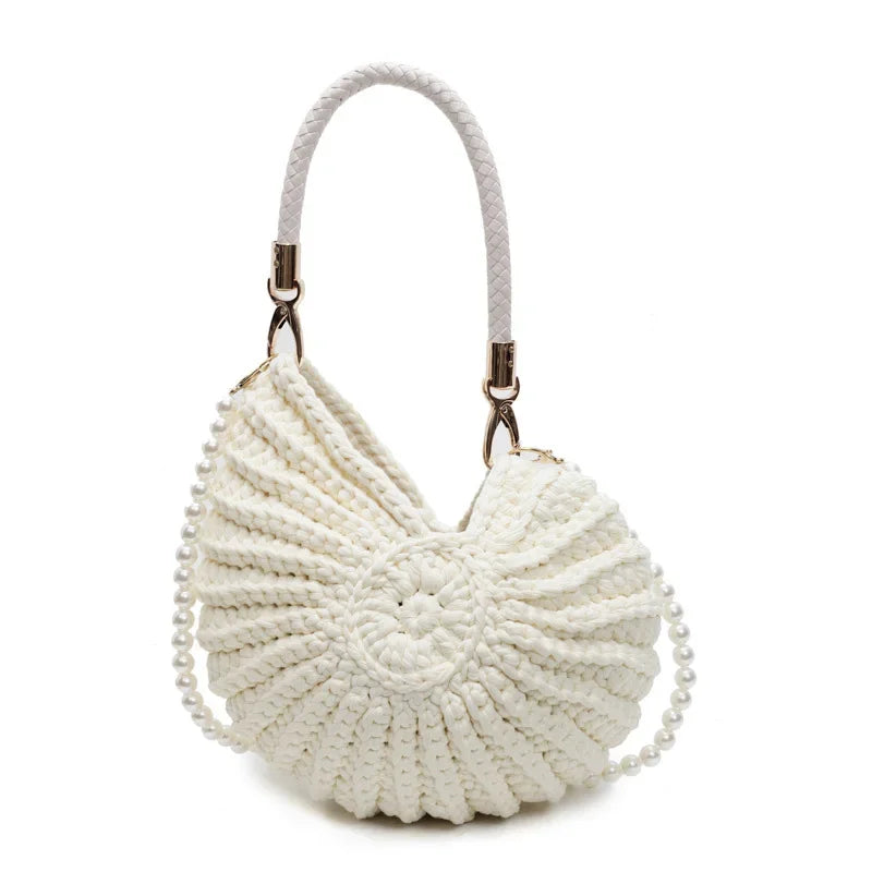 Mermaidcore Sea Spiral Knit Bag A-Milk white Shoptery
