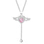 Jirai Kei Crystal Angel Wing Heart Pendant Necklace Silver Pink Shoptery