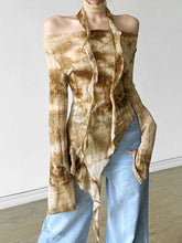 Ruin Drape Witch Y2k Blouse Light brown Shoptery