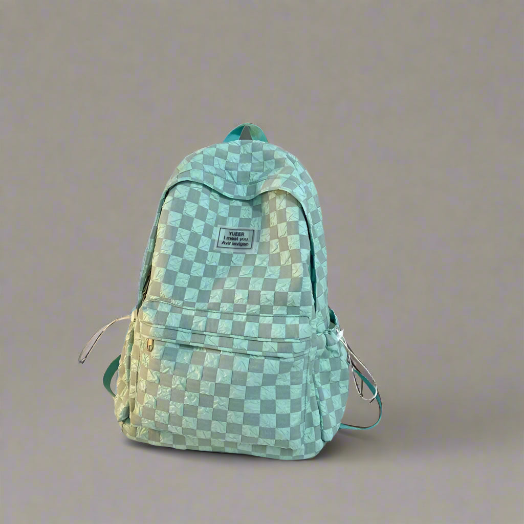 Mint Checkered Edgy Street Backpack Blue lady travelbag 30X14X42cm Shoptery