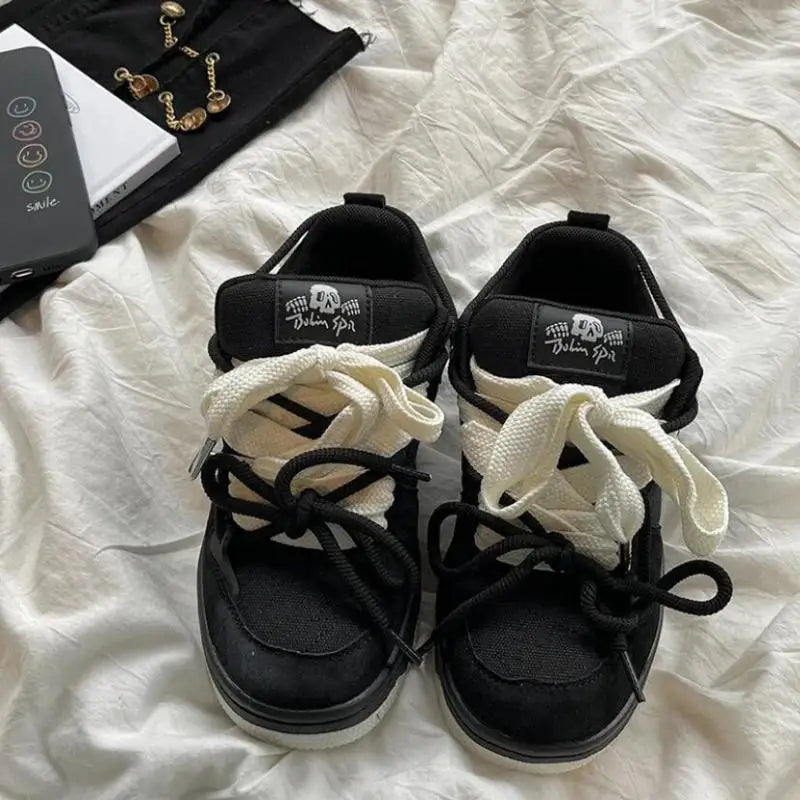 Dualcore Lace-Up Edgy Chunky Sneakers Shoptery