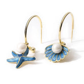 Ocean Muse Pearl Coquette Earrings blue Shoptery
