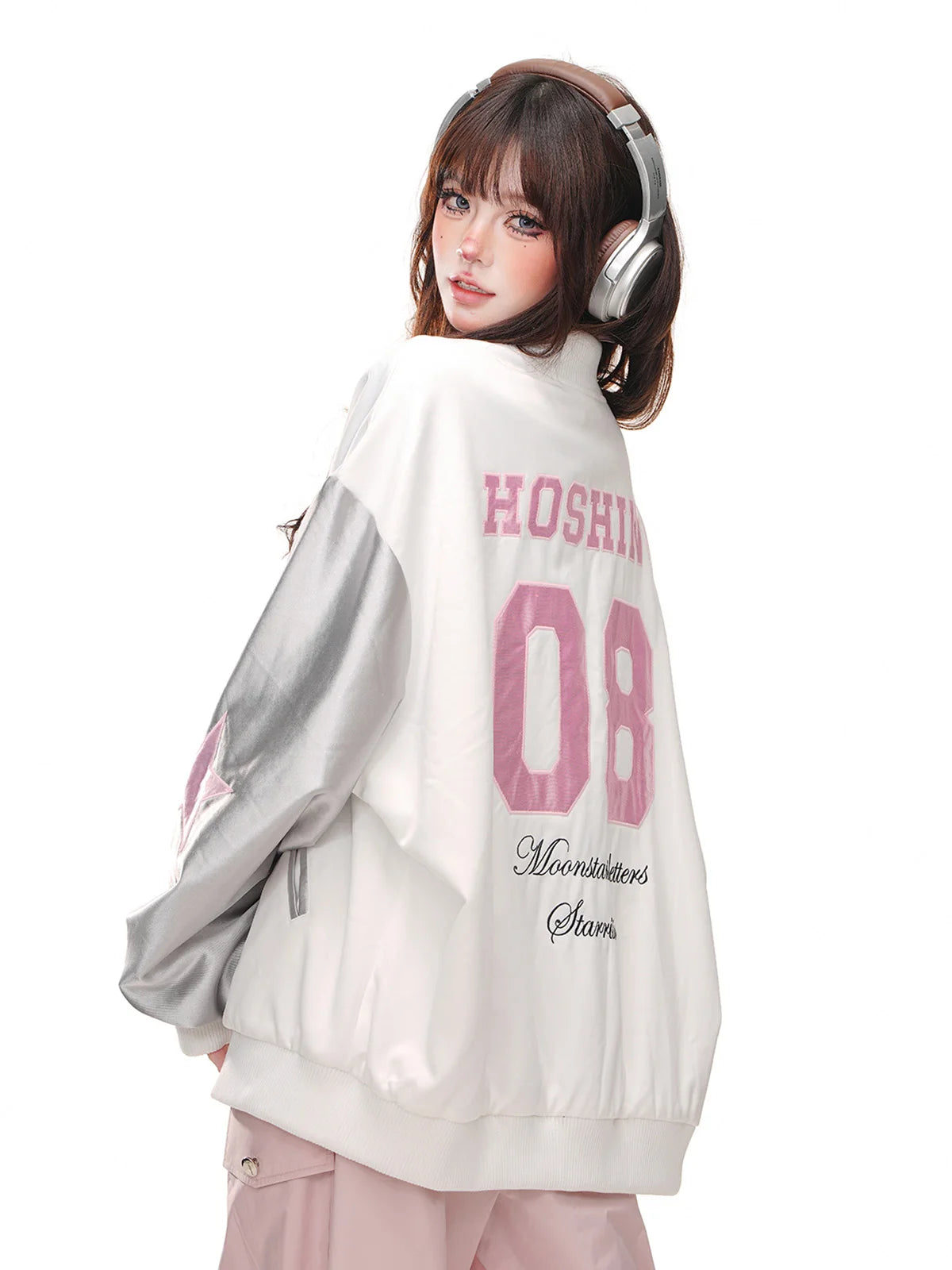 Kawaii Starwish Satin Bomber Jacket Shoptery