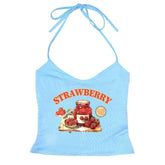 Aesthetic Sweet Strawberry Jam Top blue Shoptery