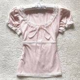 Coquette Sugar Bow Soft Girl Top Pink Shoptery