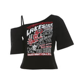 Alt Lakeside Chaos Cold Shoulder T-Shirt black Shoptery