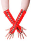 Visual Kei Black PVC Lace-Up Fingerless Arm Warmers with Eyelets Red One Size Shoptery