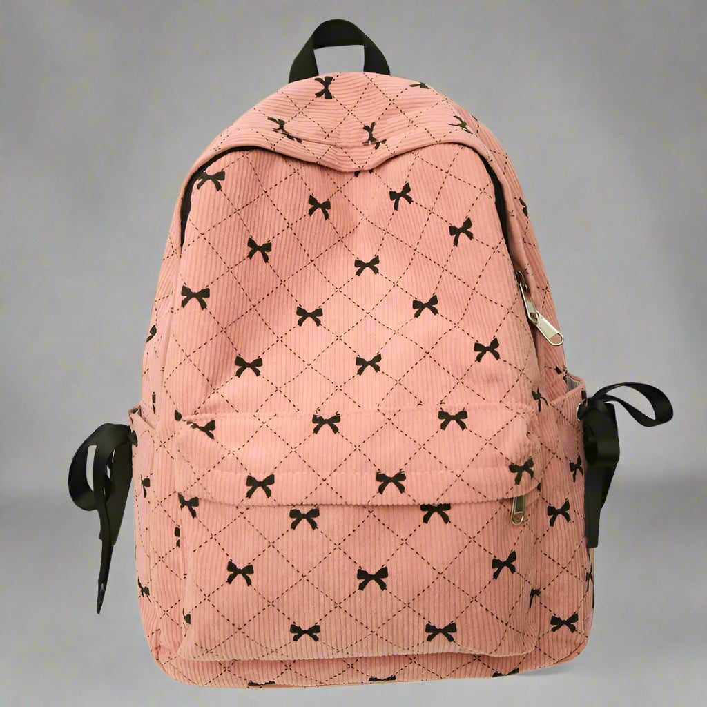 Ribbon Grid Coquette Backpack Pink Shoptery