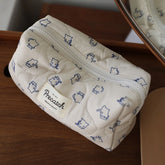 Meow Mood Quilted Aesthetic Makeup Bag Beige Shoptery