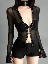Webbed Vixen Goth Alt Blouse Shoptery