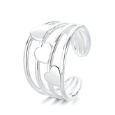 Triple Heartline Coquette Ring Silver Shoptery