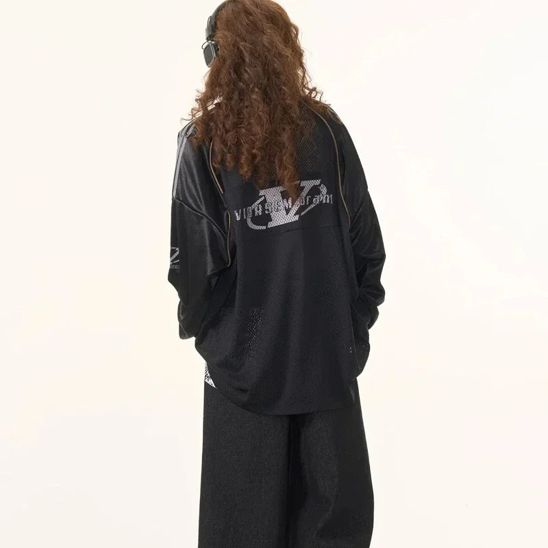 Retro Streetwear Oversized Long Sleeve Top Shoptery