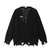 Shadow Shred Edgy Zip-Up Sweater black cardigan CHINA Shoptery