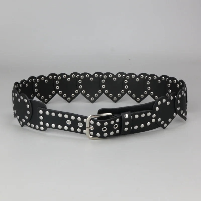 Punk Love Stud Heart Belt black 105CM Shoptery