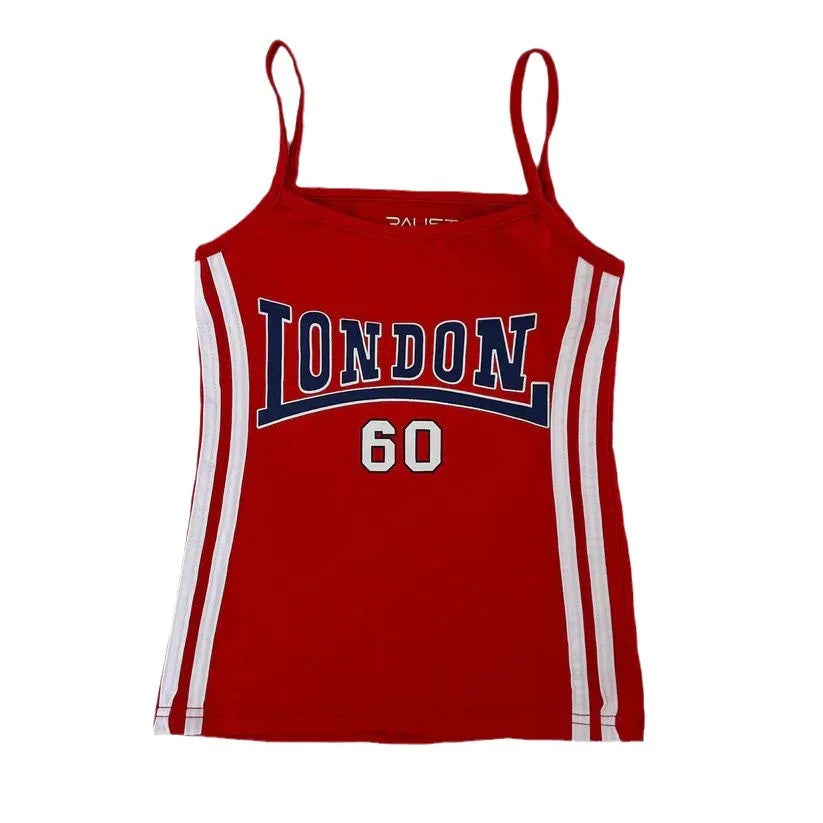 Retro Aesthetic London Varsity Cami Top 1031-red Shoptery