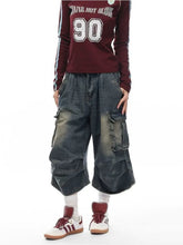 Street Slam Washed Y2k Cargo Shorts Blue Shoptery