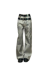 Y2k Metallic Cargo Wide-Leg Pants Picture Color Shoptery