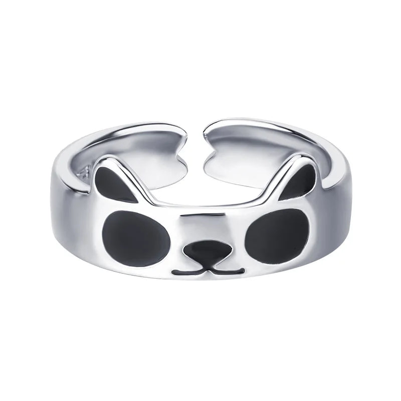 Kitty Mood Open Cute Ring Silver J0597 Shoptery