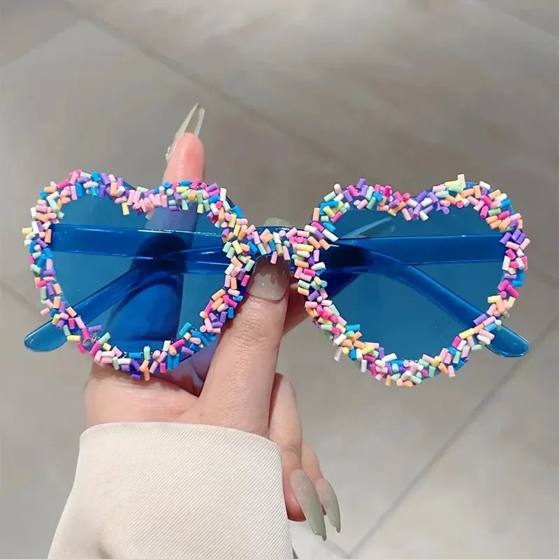 Cute Candy Pop Heart Sunglasses Blue As The Picture Shoptery
