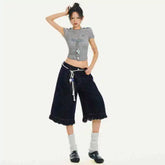 Sailor Frill Y2k Denim Shorts Blue Shoptery