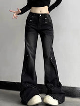 Fall Wide Leg High Waist Jeans Black Shoptery