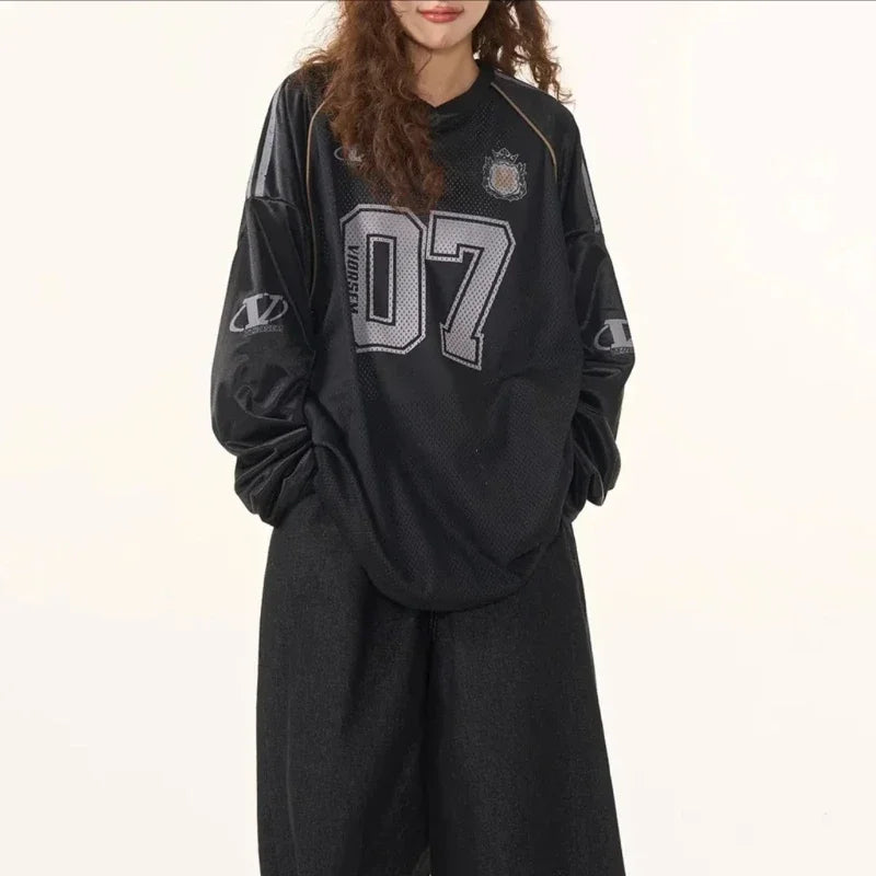 Retro Streetwear Oversized Long Sleeve Top 2 Shoptery