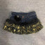 Gyaru Leopard Faux Fur Ruffle Denim Mini Skirt with Pom Charm A2 Shoptery